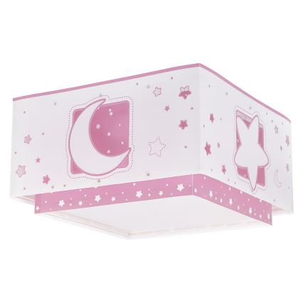 Dalber 63236S - Takbelysning för barn MOONLIGHT 2xE27/60W/230V rosa