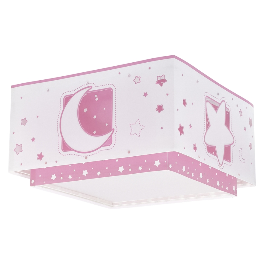 Dalber 63236S - Takbelysning för barn MOONLIGHT 2xE27/60W/230V rosa