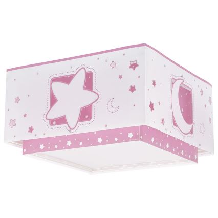 Dalber 63236S - Takbelysning för barn MOONLIGHT 2xE27/60W/230V rosa