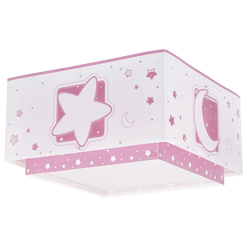 Dalber 63236S - Takbelysning för barn MOONLIGHT 2xE27/60W/230V rosa
