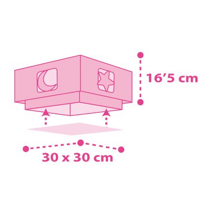 Dalber 63236S - Takbelysning för barn MOONLIGHT 2xE27/60W/230V rosa