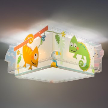 Dalber 63316 - Takbelysning för barn HAPPY JUNGLE 2xE27/15W/230V