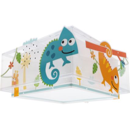 Dalber 63316 - Takbelysning för barn HAPPY JUNGLE 2xE27/15W/230V