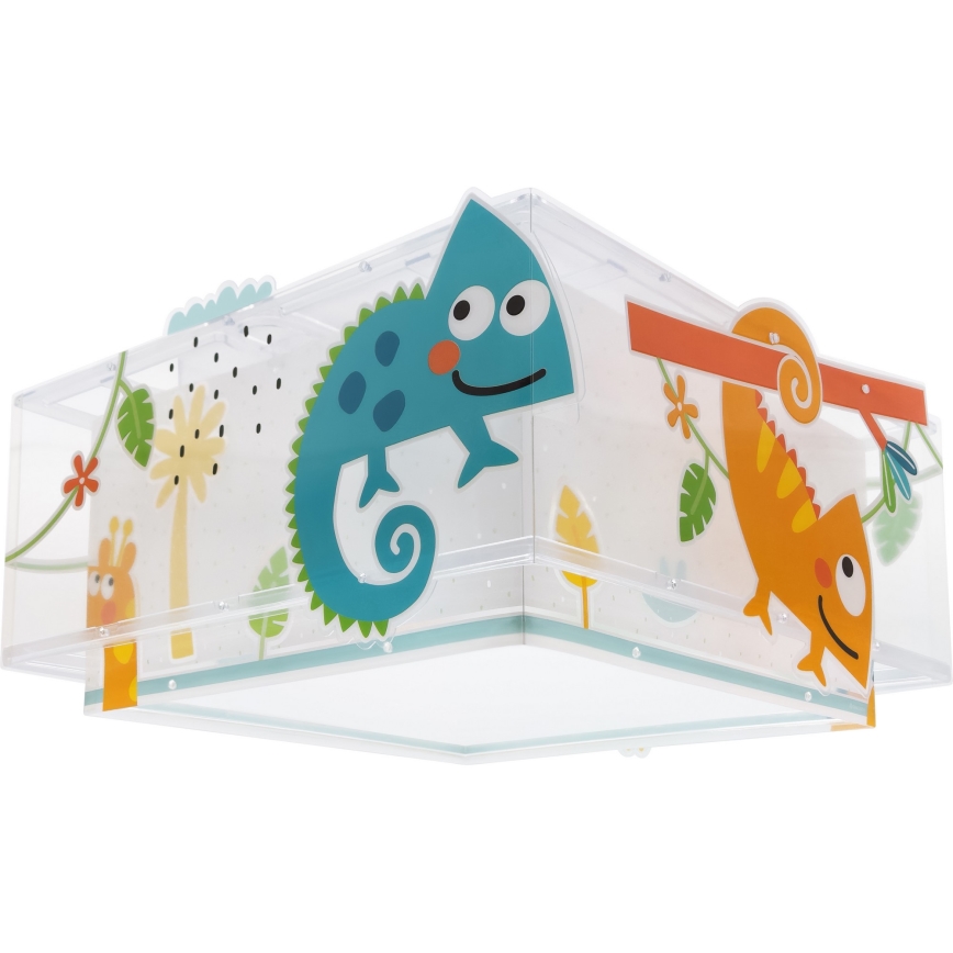 Dalber 63316 - Takbelysning för barn HAPPY JUNGLE 2xE27/15W/230V
