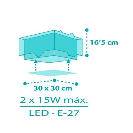 Dalber 63316 - Takbelysning för barn HAPPY JUNGLE 2xE27/15W/230V