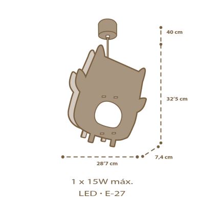 Dalber 63397 - Ljuskrona för barn OWL 1xE27/15W/230V