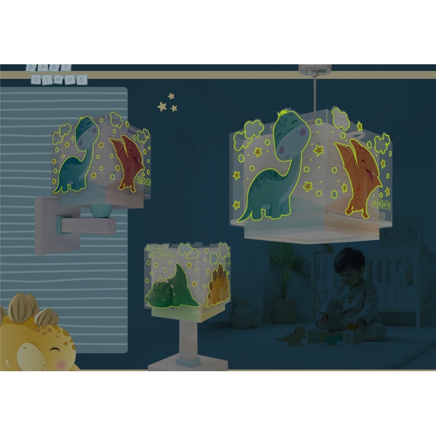 Dalber 63452 - Taklampa för barn BABY DINOS 1xE27/15W/230V flerfärgad