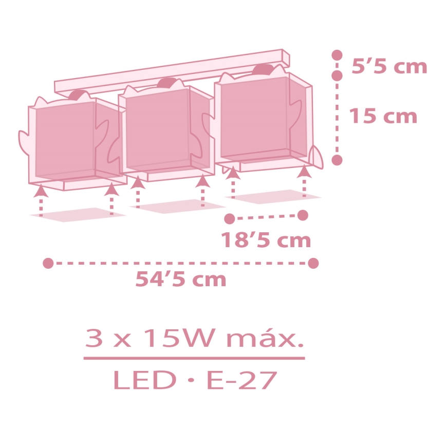 Dalber 64483 - Takbelysning för barn LITTLE FRIENDS 3xE27/15W/230V