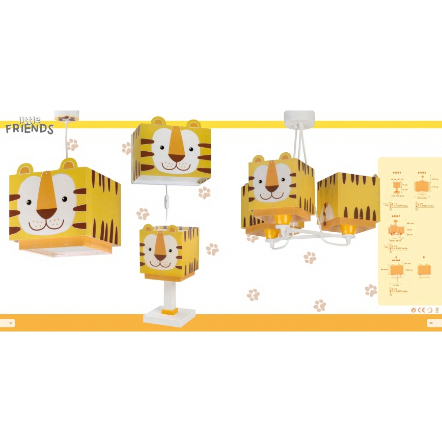 Dalber 64567 - Ljuskrona Barn LITTLE TIGER 3xE27/60W/230V