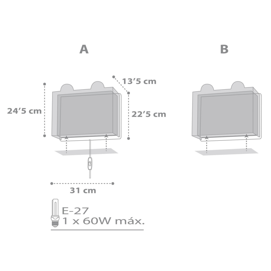 Dalber 64578 - Väggbelysning Barnrum LITTLE TEDDY 1xE27/60W/230V