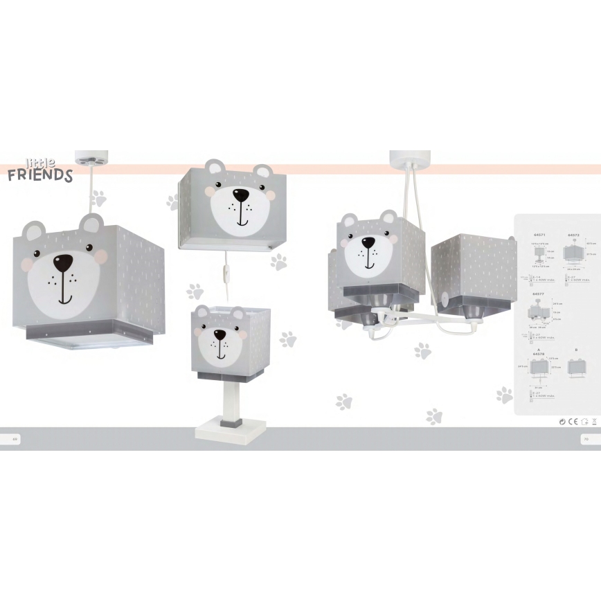 Dalber 64578 - Väggbelysning Barnrum LITTLE TEDDY 1xE27/60W/230V