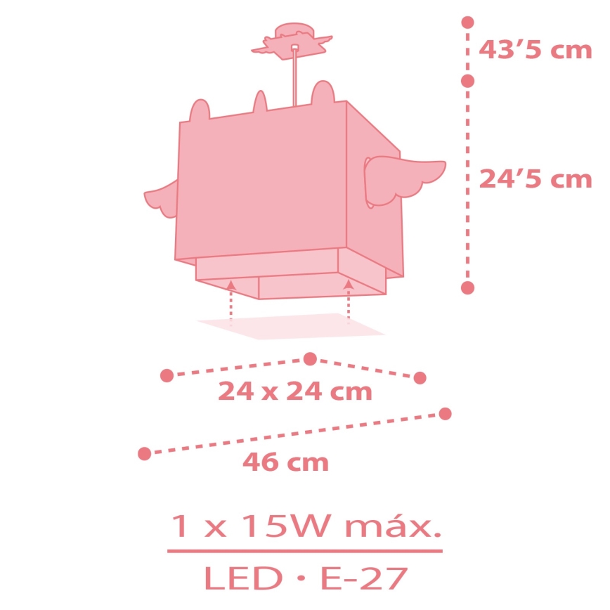 Dalber 64592 - Ljuskrona för barn LITTLE UNICORN 1xE27/15W/230V