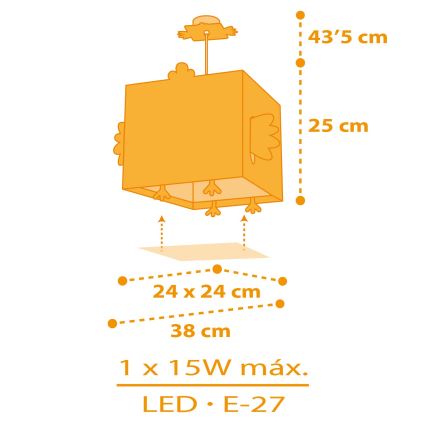 Dalber 64642 - Ljuskrona för barn LITTLE CHICKEN 1xE27/15W/230V