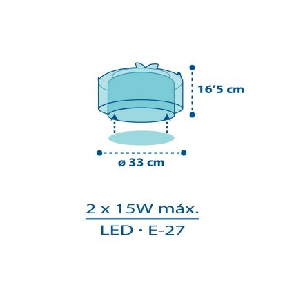 Dalber 76116 - Takbelysning för barn JUNGLE 2xE27/15W/230V