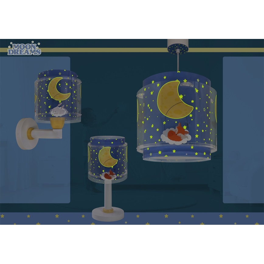 Dalber 76632 - Barntaklampa MOON DREAMS 1xE27/15W/230V blå