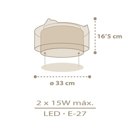 Dalber 76876 - Takbelysning för barn BABY CHICK 2xE27/15W/230V