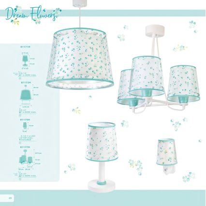 Dalber 81177H - Ljuskrona Barn DREAM FLOWERS 3xE27/60W/230V