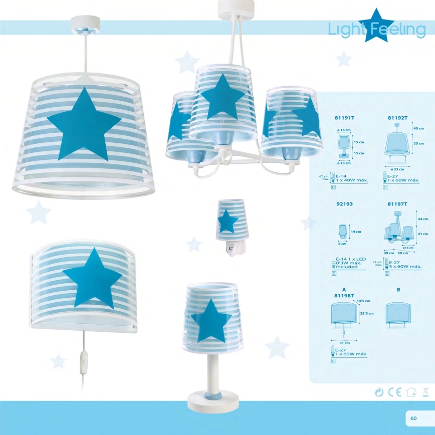 Dalber 81192T - Ljuskrona Barn Lampa FEELING 1xE27/60W/230V