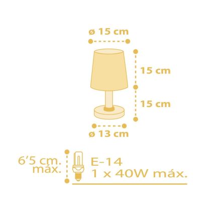 Dalber 82211A - Barnlampa  STAR LIGHT 1xE14/40W/230V gul 