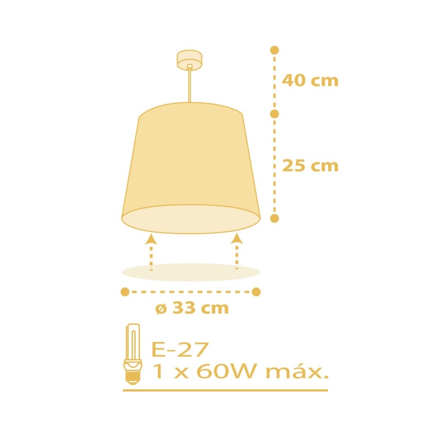 Dalber 82212A - Takkrona för barn  STAR LIGHT 1xE27/60W/230V gul 