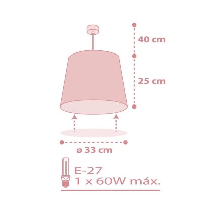 Dalber 82212S - Takkrona för barn  STAR LIGHT 1xE27/60W/230V rosa 