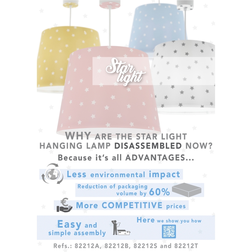 Dalber 82212S - Takkrona för barn  STAR LIGHT 1xE27/60W/230V rosa 