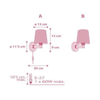 Dalber 82469 - Väggbelysning för barn FLAMINGO 1xE27/15W/230V