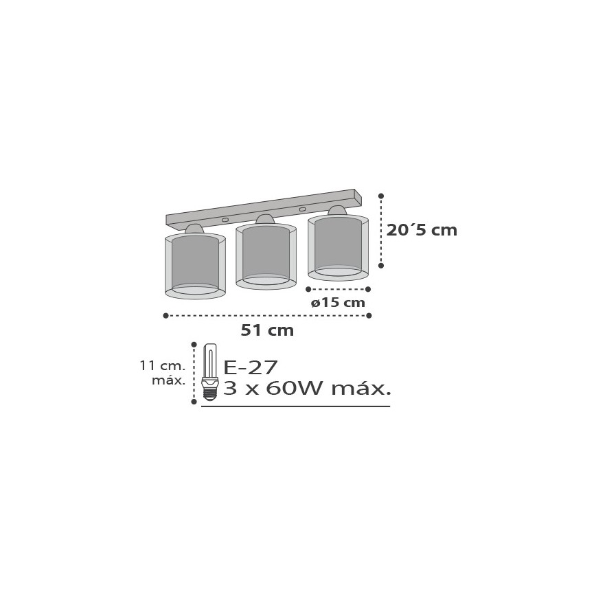 Dalber D-41413E - Barn Takbelysning CLOUDS 3xE27/60W/230V