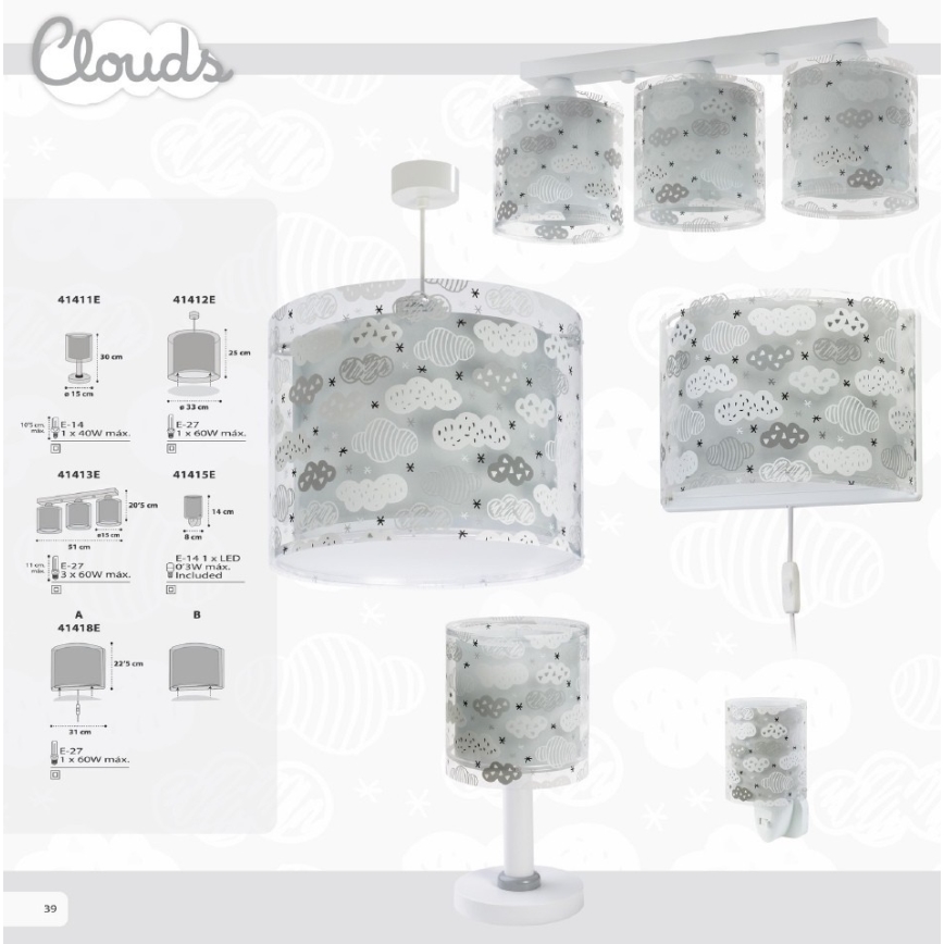 Dalber D-41415E - LED-lampa Uttag  CLOUDS 1xE14/0,3W/230V