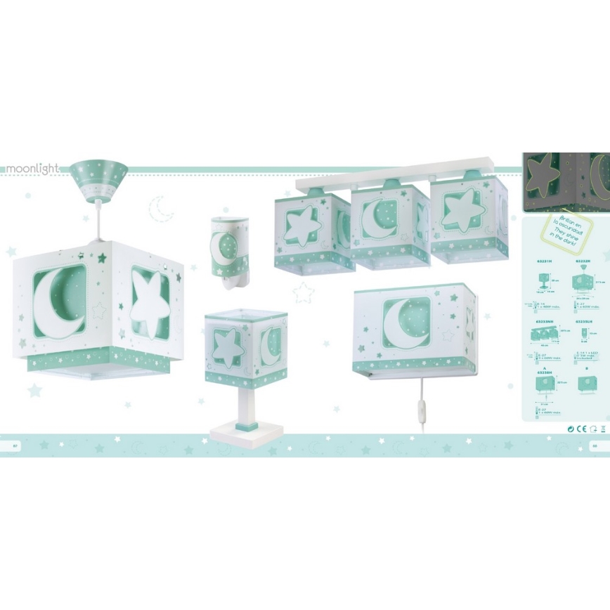 Dalber D-63238H - Väggbelysning Barnrum MOONLIGHT 1xE27/60W/230V