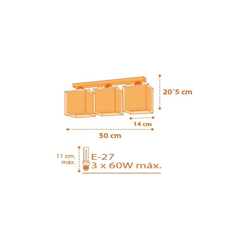 Dalber D-73453 - Barn Takbelysning DINOS 3xE27/60W/230V