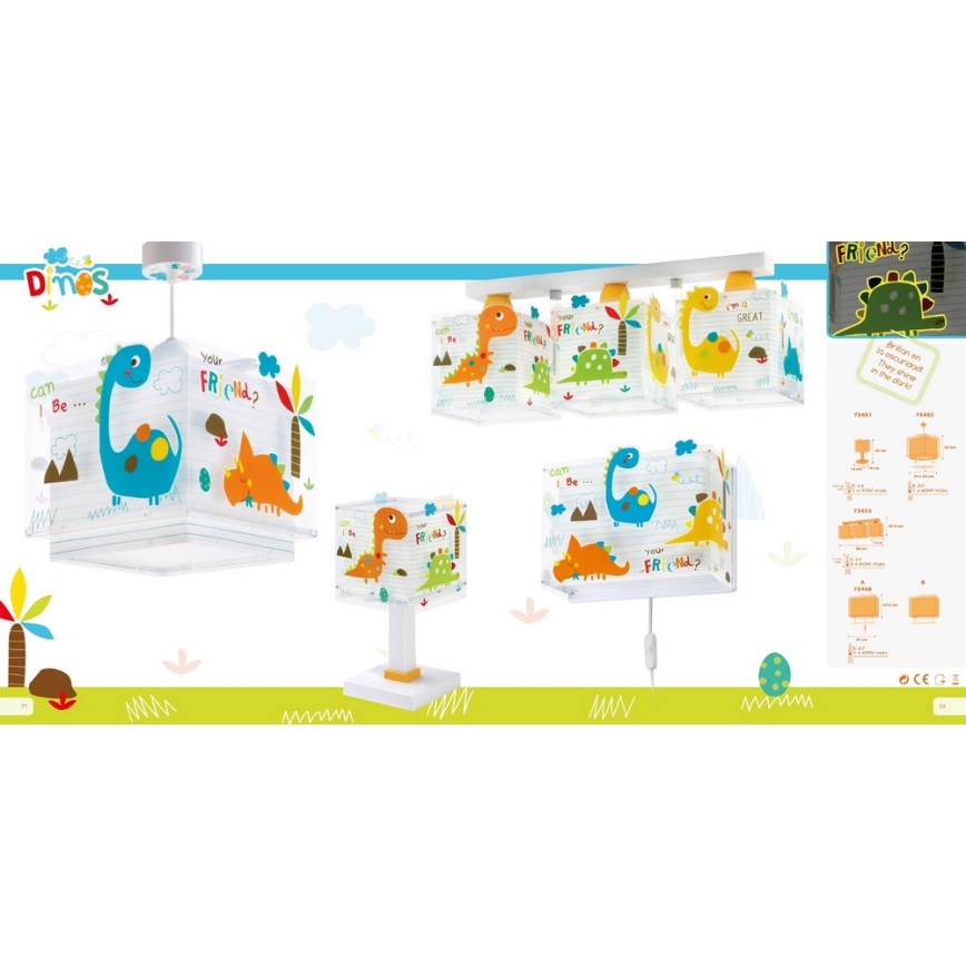 Dalber D-73453 - Barn Takbelysning DINOS 3xE27/60W/230V