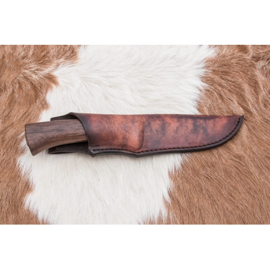Damaskus jaktkniv 11,8 cm valnöt/renhorn
