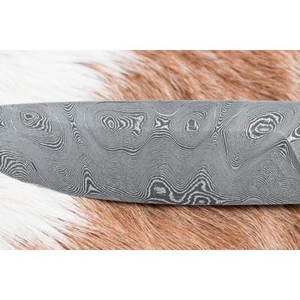 Damaskus jaktkniv 11,8 cm valnöt/renhorn