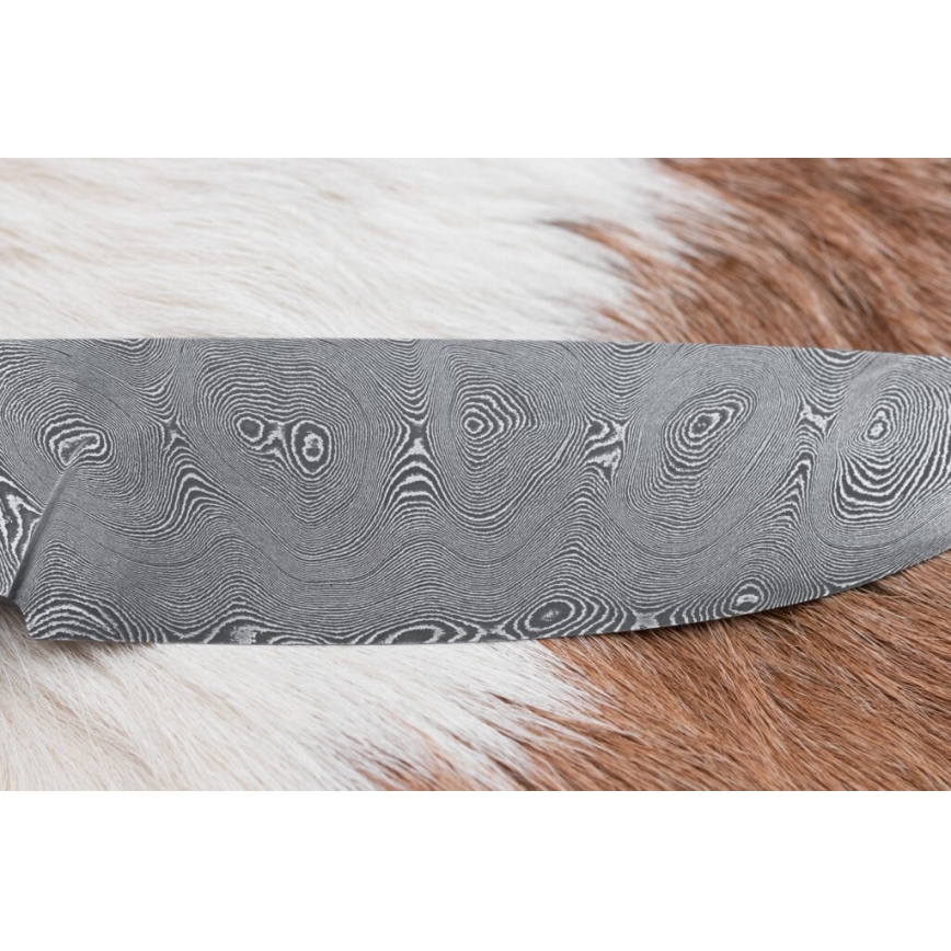 Damaskus jaktkniv 11,8 cm valnöt/renhorn