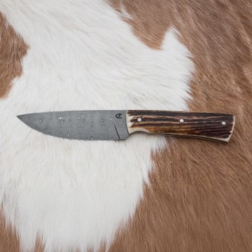 Damaskus jaktkniv 11 cm renhorn