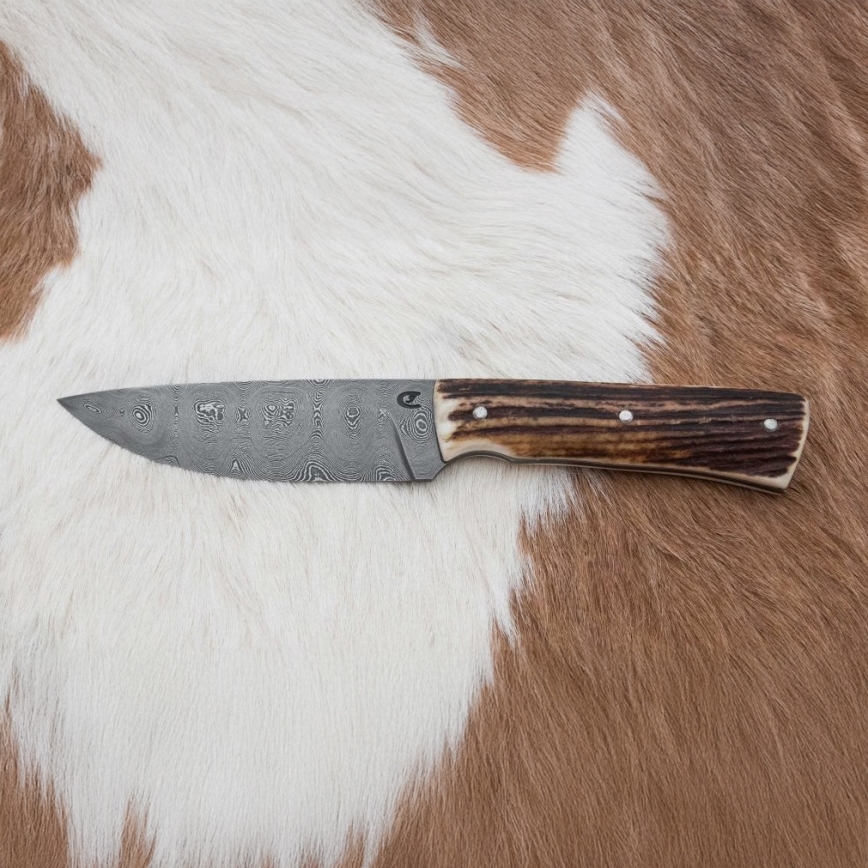 Damaskus jaktkniv 11 cm renhorn
