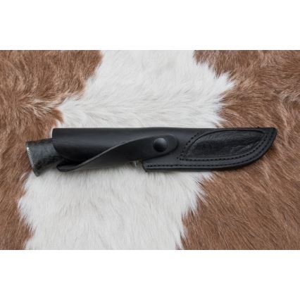Damaskus jaktkniv 13,8 cm Björk/kamelben
