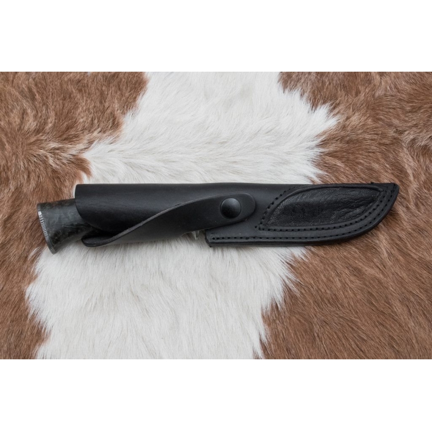Damaskus jaktkniv 13,8 cm Björk/kamelben