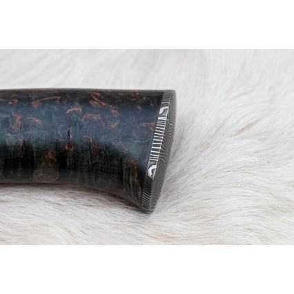 Damaskus jaktkniv 13,8 cm Björk/kamelben