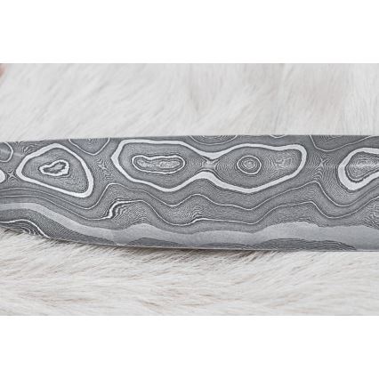 Damaskus jaktkniv 13,8 cm ironwood/buffelben