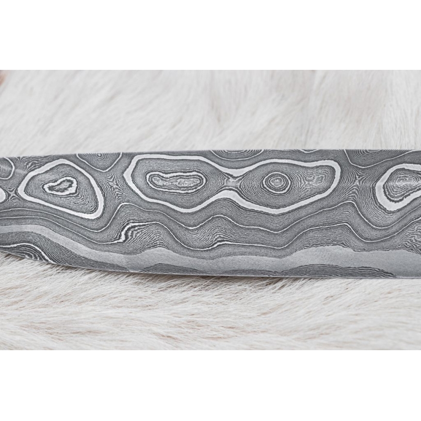 Damaskus jaktkniv 13,8 cm ironwood/buffelben