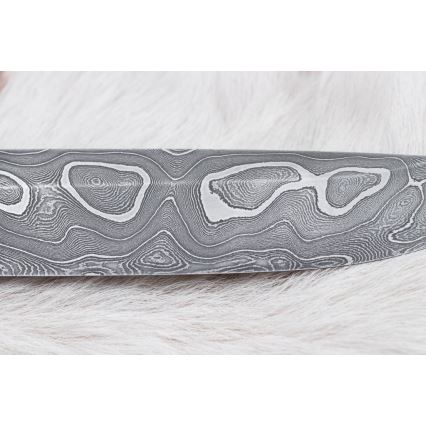 Damaskus jaktkniv 13,8 cm ironwood/buffelben