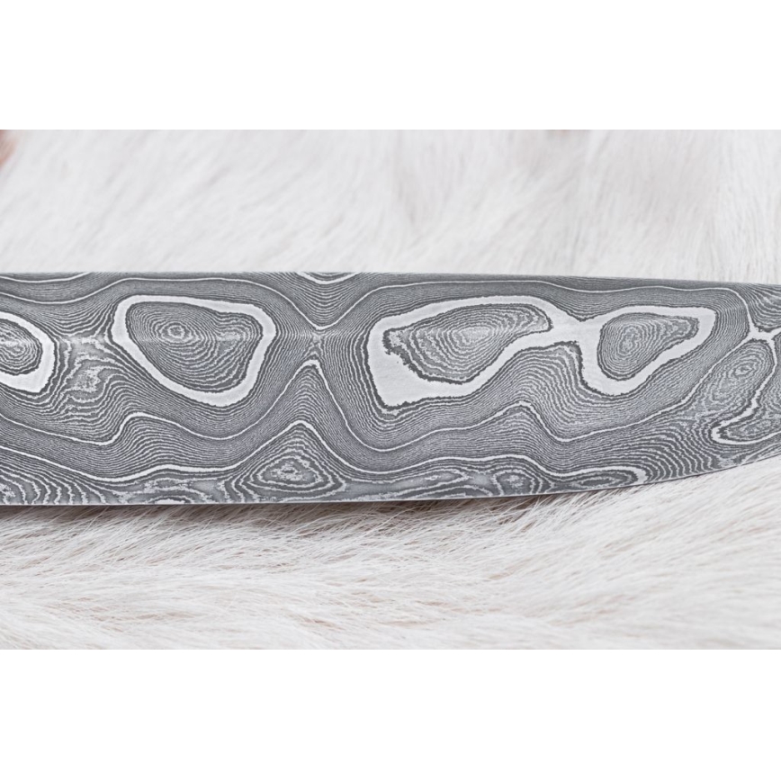 Damaskus jaktkniv 13,8 cm ironwood/buffelben