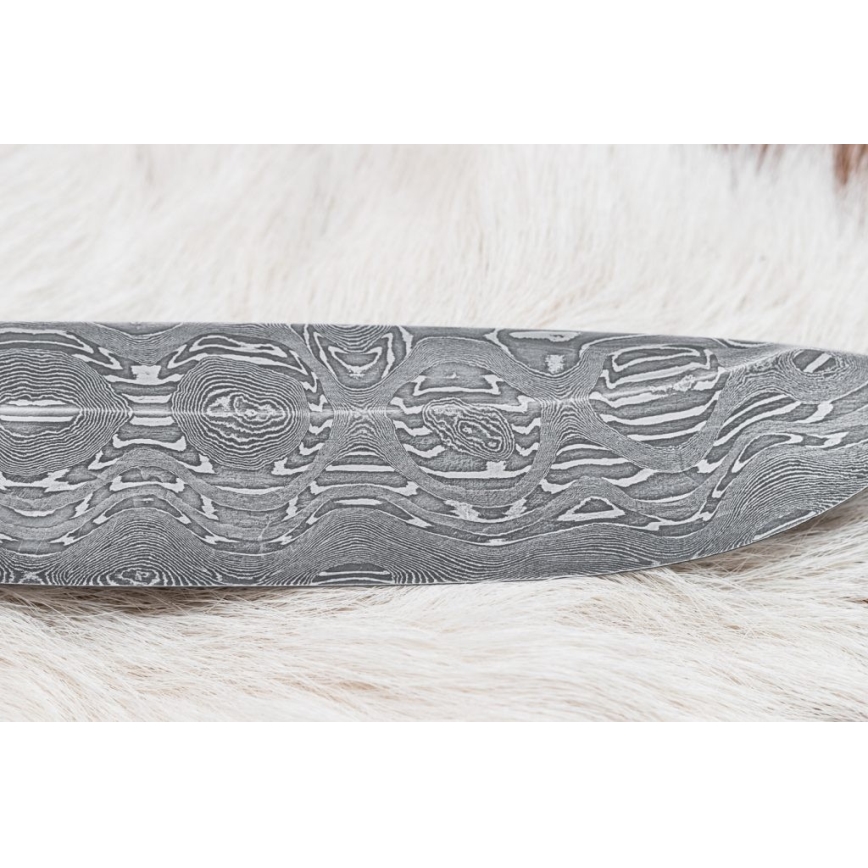 Damaskus jaktkniv 13 cm poplar/ebenholts