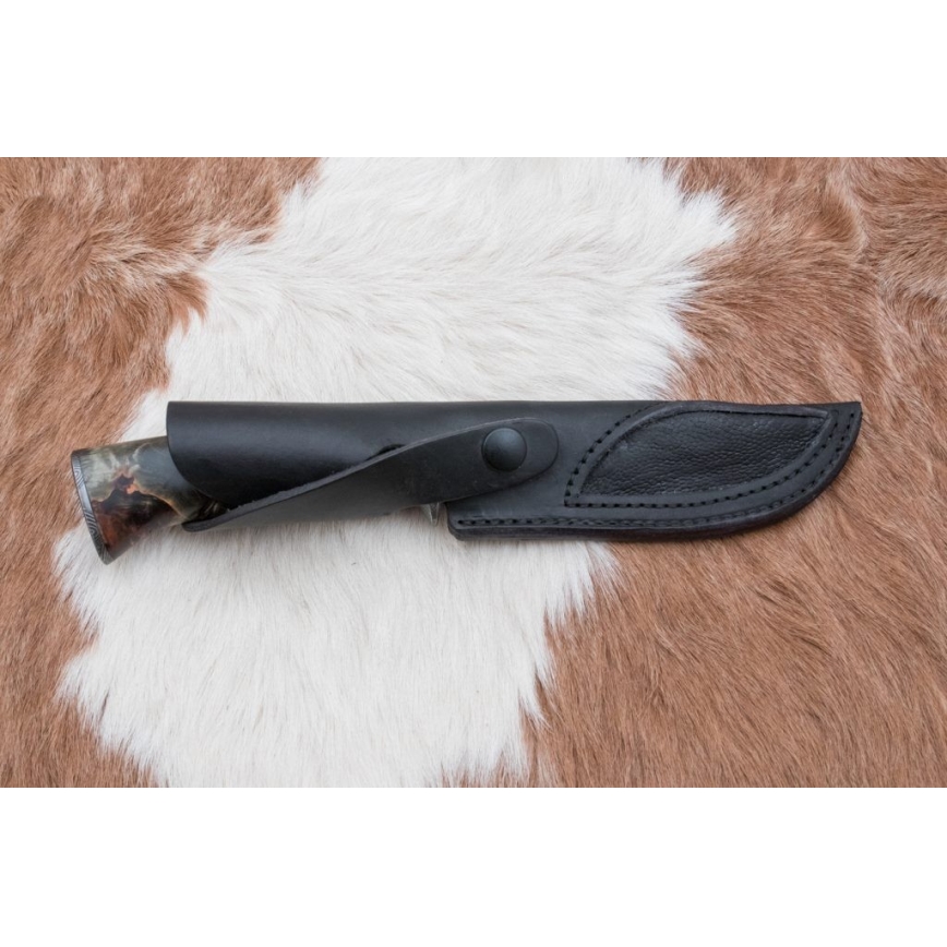Damaskus jaktkniv 14 cm Kastanjeträd