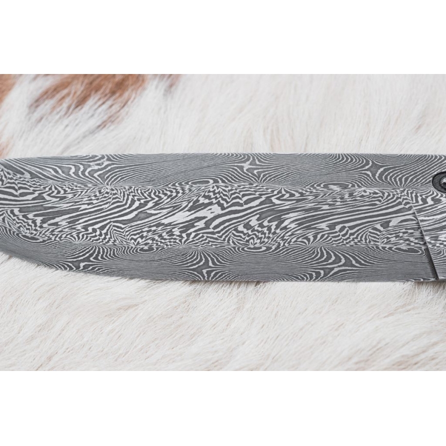 Damaskus jaktkniv 14 cm Kastanjeträd