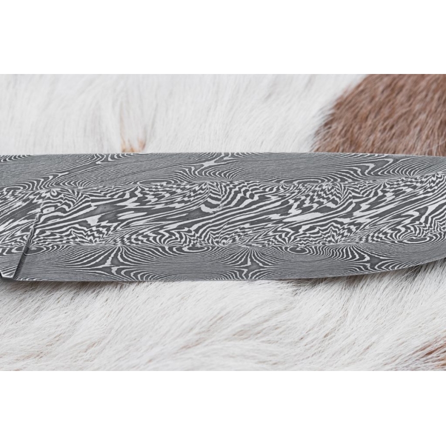 Damaskus jaktkniv 14 cm Kastanjeträd