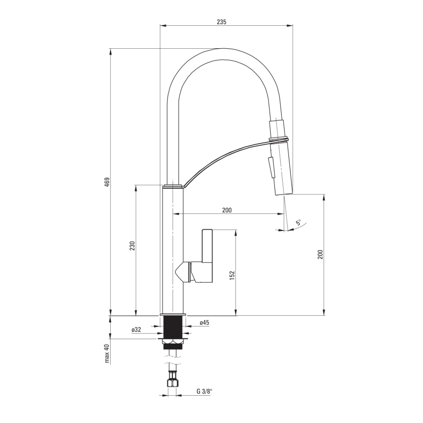 Deante BGB_B720 - Köksblandare med flexibelt GERBERA-utlopp svart/krom