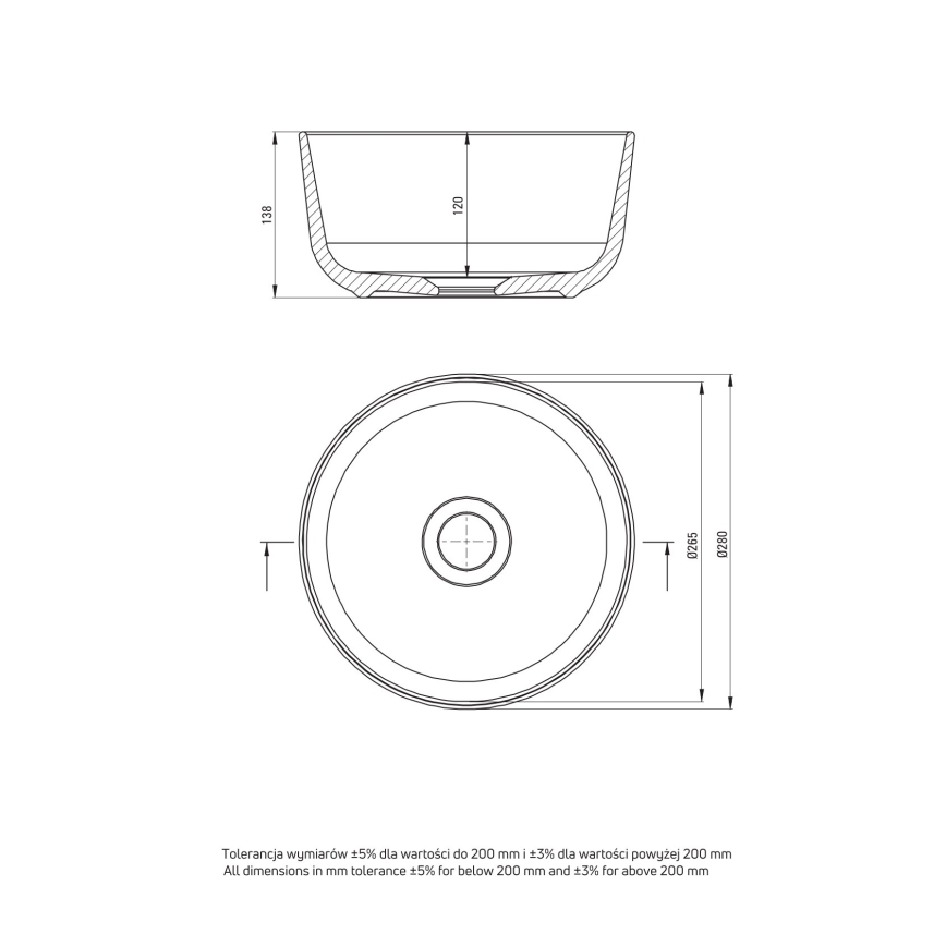 Deante CDJ_6U2S - Bänkvask JASMIN diameter 28 cm keramik/vit